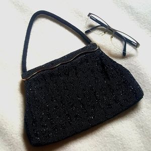 Vintage Black Beaded Handbag
